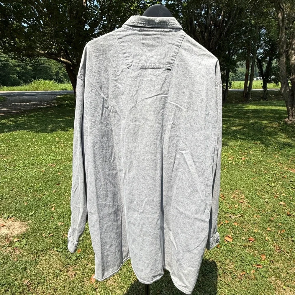 Levis Diamond Label Mens XL Gray Denim Button Down Shirt Long Sleeve Vintage 90s